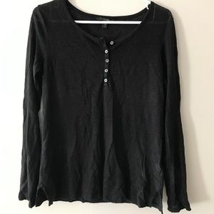 Banana Republic Linen Henley Top Black XS